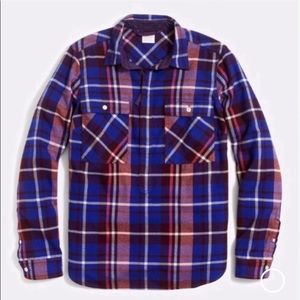 Pullover Half Zip Blue Buffalo Plaid Shirt Jacket